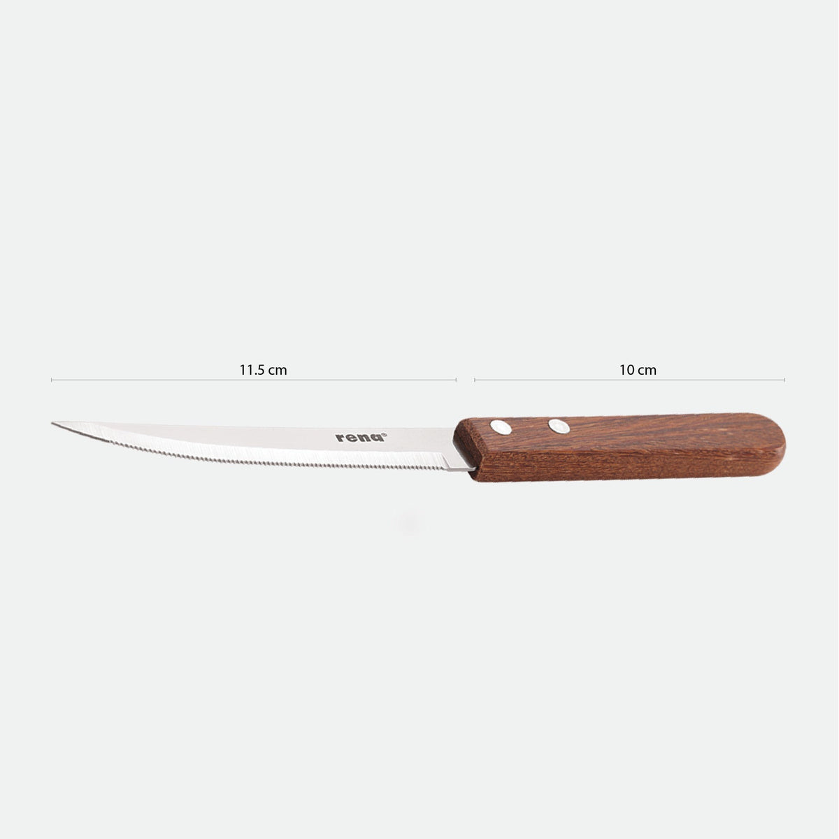 Rena Steak Knife Mini Serration, Stainless Steel Blade, Wooden Handle, 21.5 cm