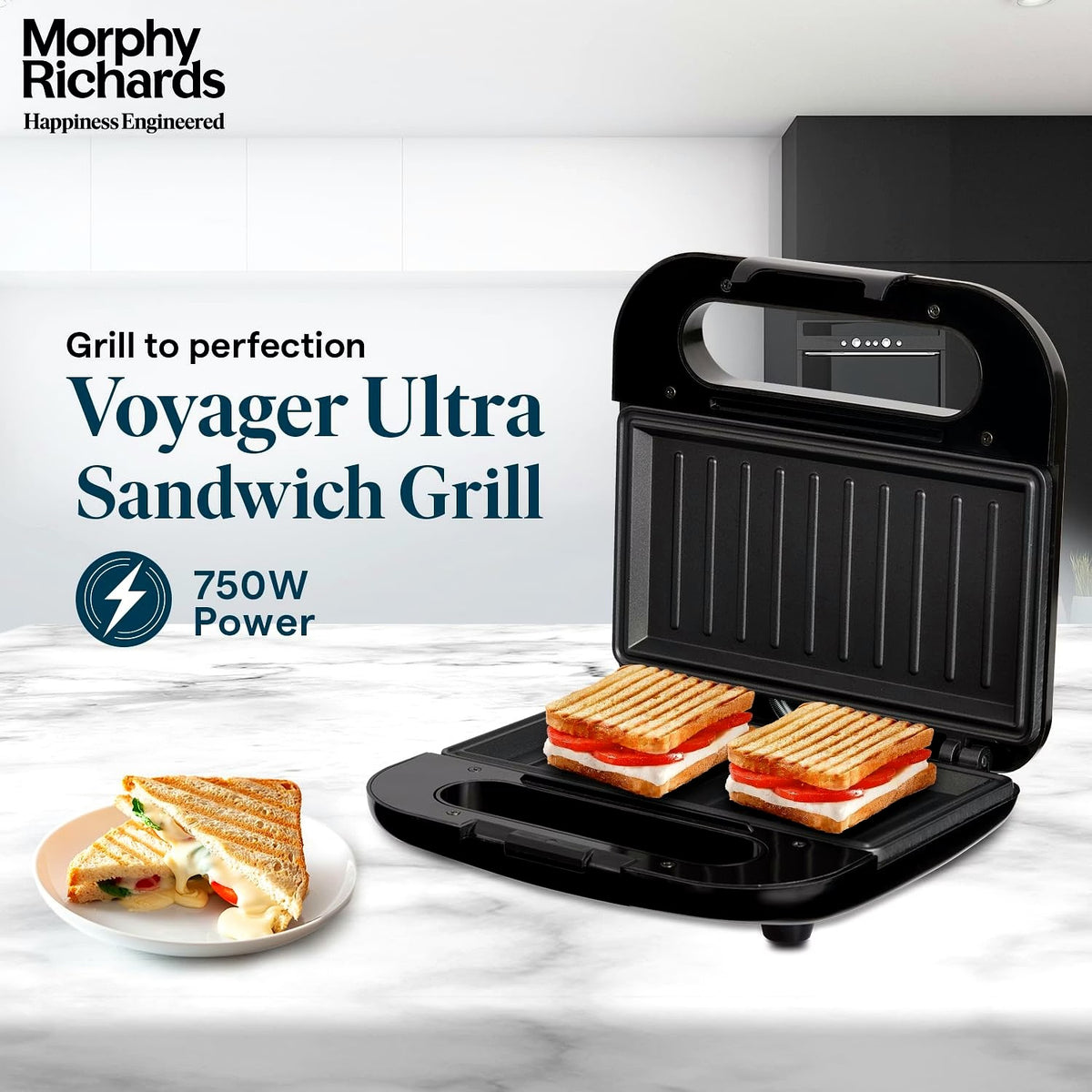 Morphy Richards Voyager Ultra Grill Sandwich Maker (Black, 750W)