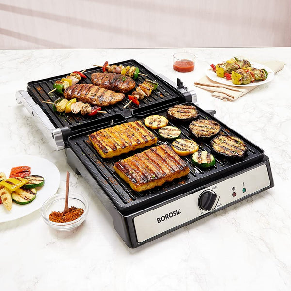 Borosil Super Jumbo Grill Sandwich Maker (Black, 2000W)
