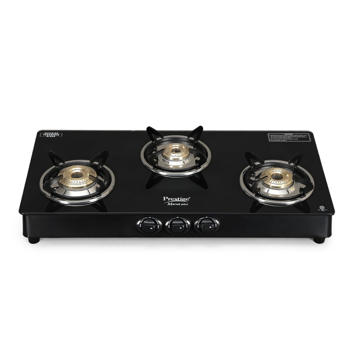 Prestige Marvel Plus Glass Top Gas Stove (3 Burner, Manual Ignition)