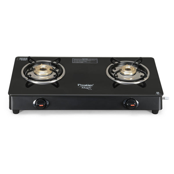 Prestige Magic Plus Glass Top Gas Stove (2 Burner, Manual Ignition)
