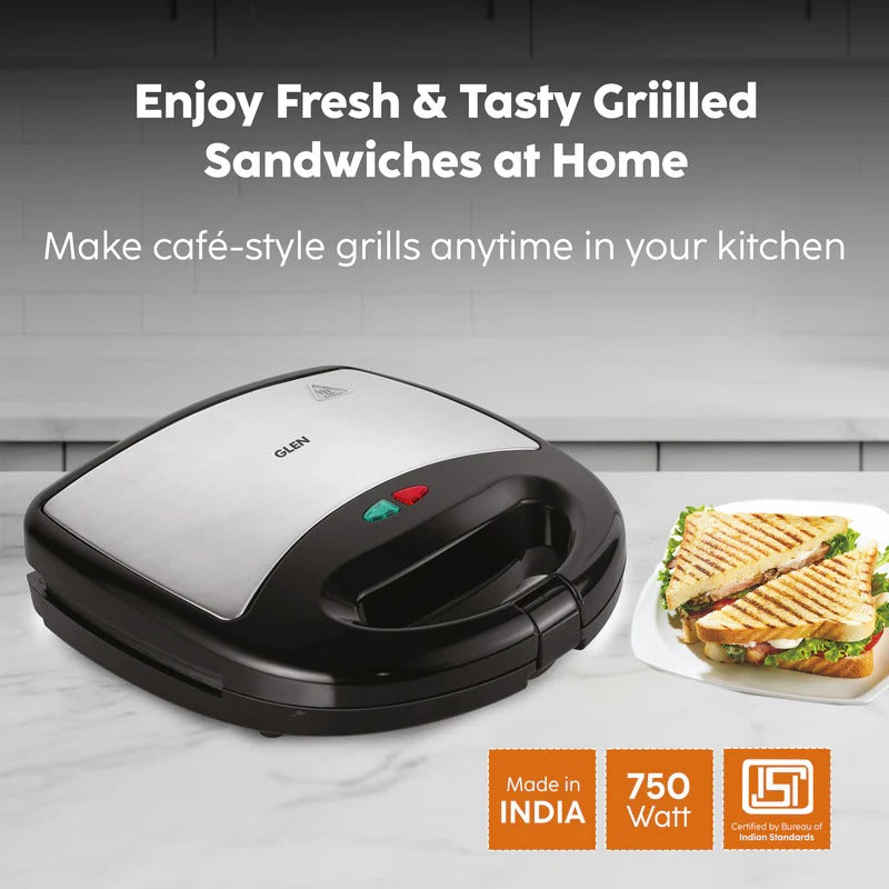 Glen Electric Sandwich Maker Grill (Black, 750W)