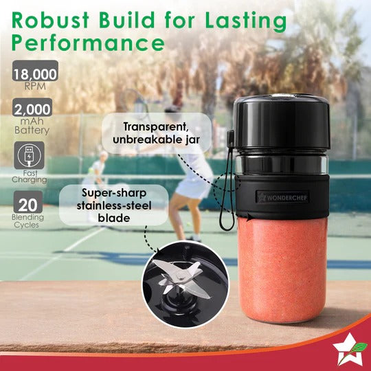 Wonderchef Nutri Cup Zip Portable Blender (Black, 350ml)