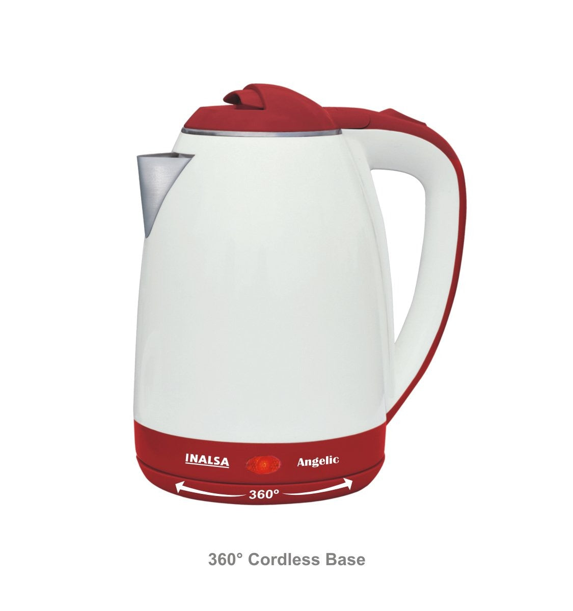 Inalsa Angelic Electric Kettle (White & Red, 1.8 Litre)