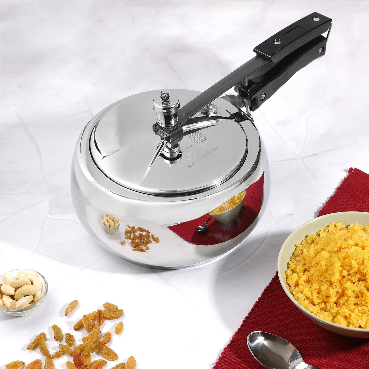 Vinod Europa Stainless Steel Handi Shape Inner Lid Pressure Cooker, Induction Friendly (2 L)