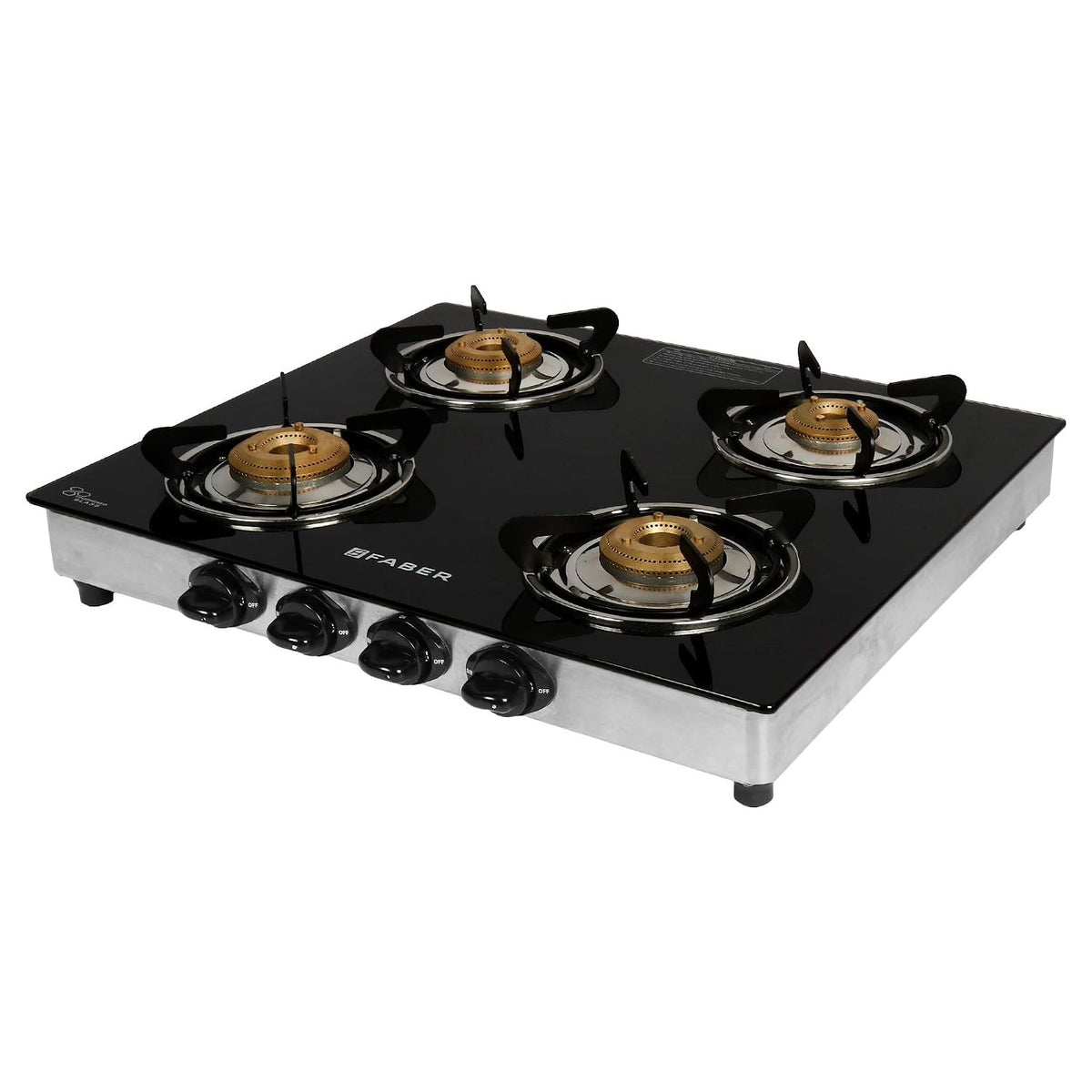 Faber Splendor Glass Top Gas Stove (4 Burner, Manual Ignition)