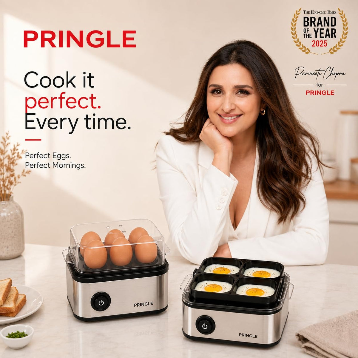 Pringle 2-in-1 Egg Boiler & Poacher (6 Egg Capacity & 4 Egg Poacher, 550W)