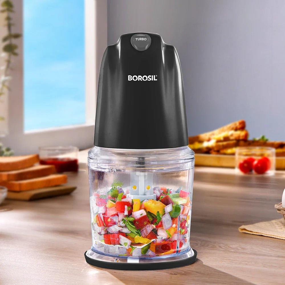 Borosil Chef Delite Electric Vegetable Chopper (500 ml Bowl, Black)
