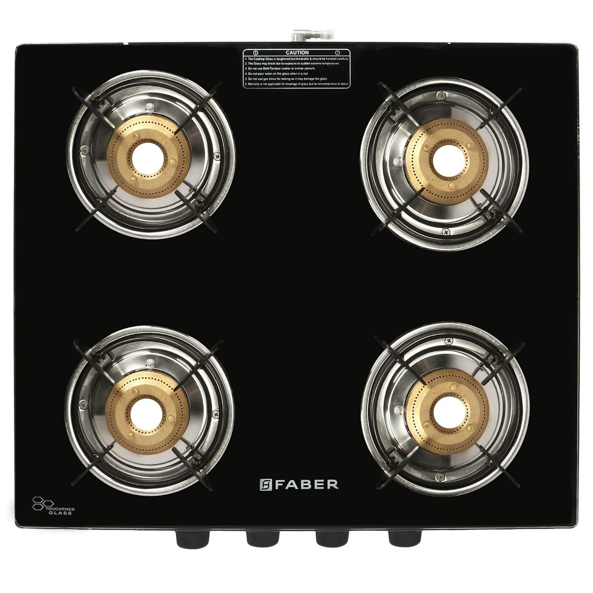 Faber Splendor Glass Top Gas Stove (4 Burner, Manual Ignition)