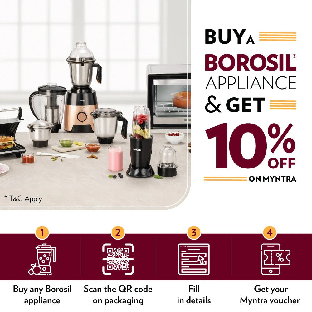 Borosil Neo Waffle Maker (Black, 1000W)