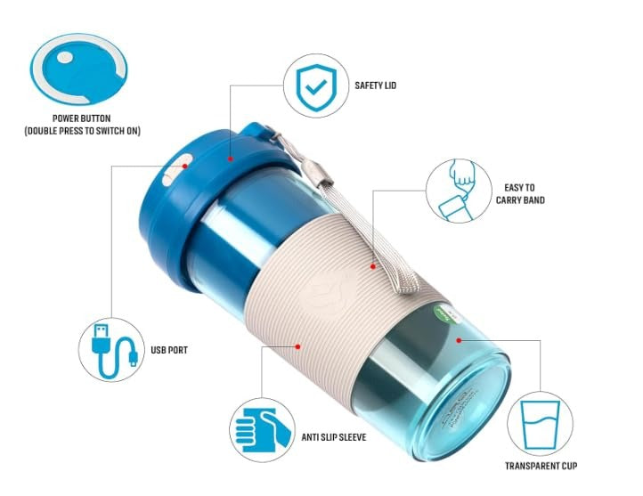 Pigeon Neo Portable Blender (Light Blue, 330ml)