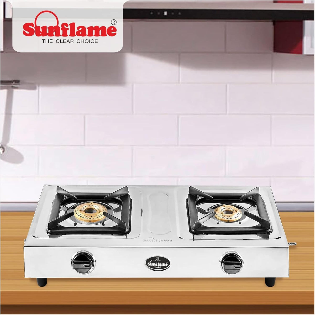 Sunflame Shakti Stainless Steel Gas Stove (2 Burner, Manual Ignition)