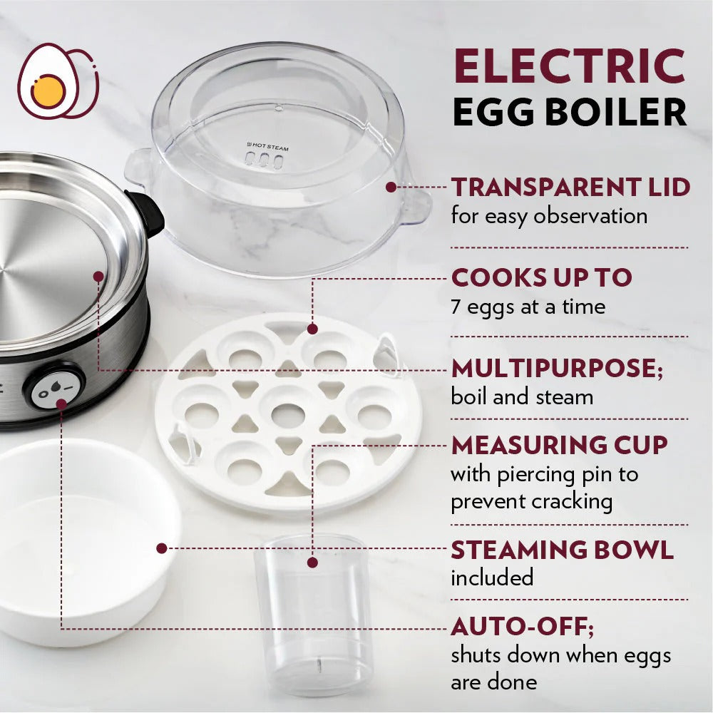 Borosil Electric Egg Boiler (7 Egg Capacity, 360W)