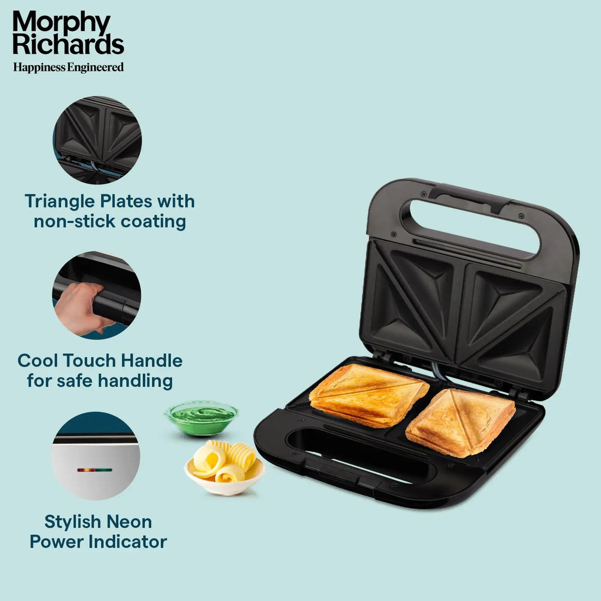 Morphy Richards Voyager Ultra Sandwich Toast Maker (Black, 750W)