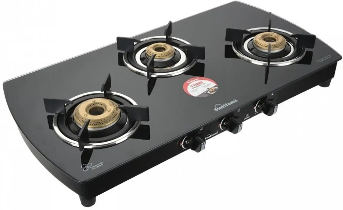 Sunflame Magna Glass Top Gas Stove (3 Burner, Manual Ignition)