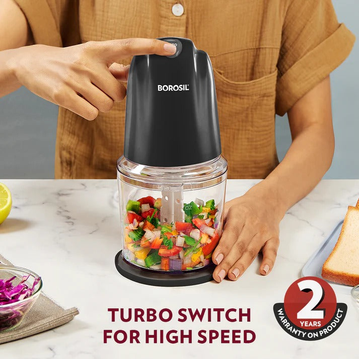 Borosil Chef Delite Electric Vegetable Chopper (500 ml Bowl, Black)