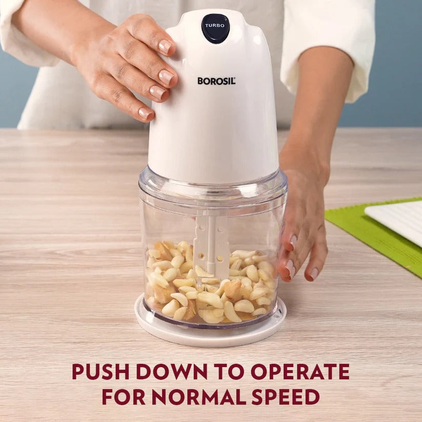 Borosil Chef Delite Electric Vegetable Chopper (500 ml Bowl, White)