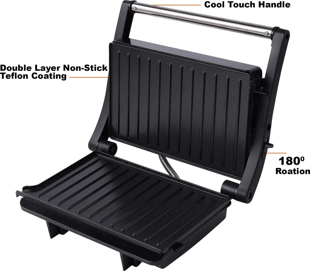 Pringle GM 721 Open Grill Sandwich Maker (Black, 1000W)