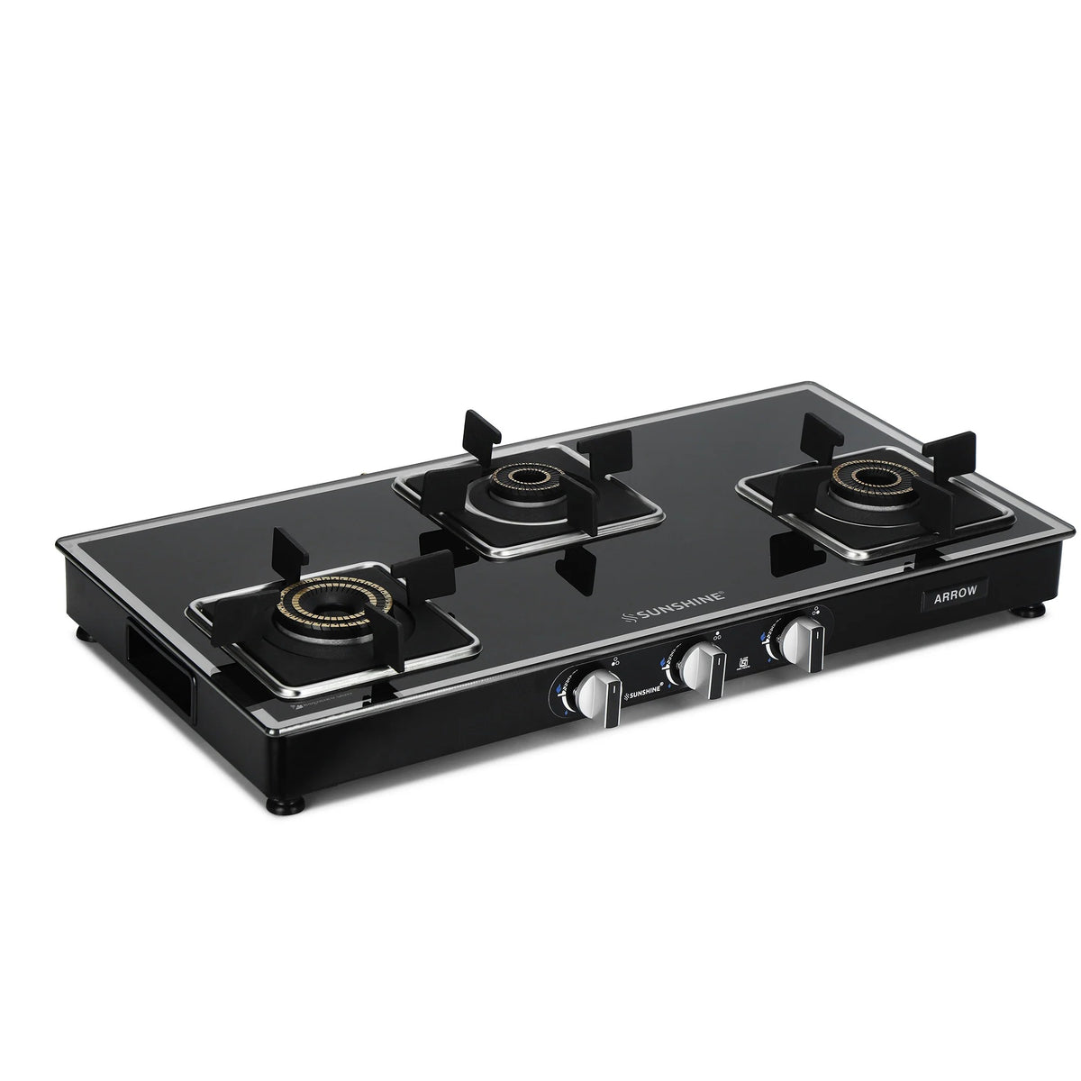 Sunshine Arrow Glass Top Gas Stove (3 Burner, Manual Ignition)
