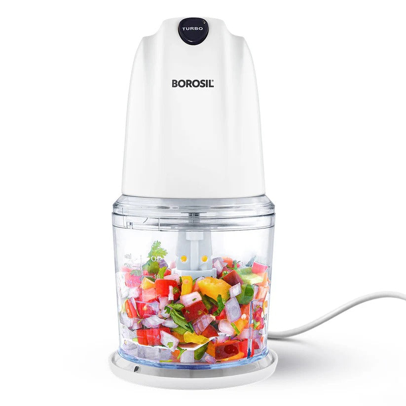 Borosil Chef Delite Electric Vegetable Chopper (500 ml Bowl, White)