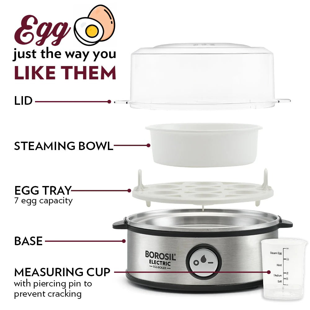 Borosil Electric Egg Boiler (7 Egg Capacity, 360W)