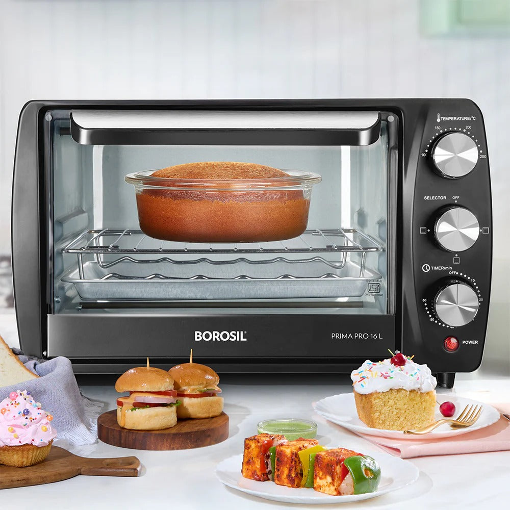Borosil Prima Pro Oven Toaster Griller (OTG) (16 Litre, Black)