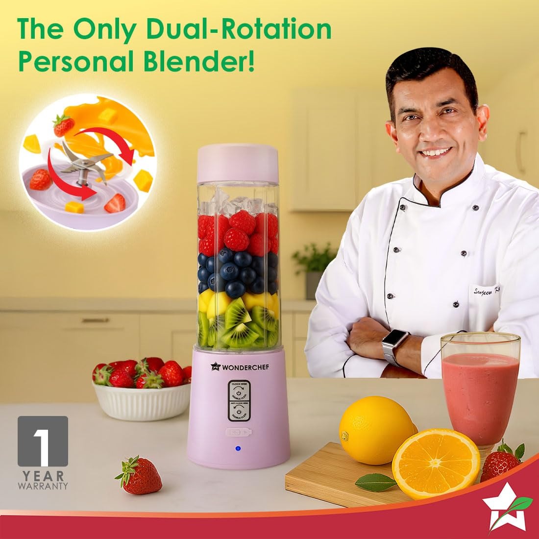Wonderchef Twister Portable Blender (Lavender, 500ml)