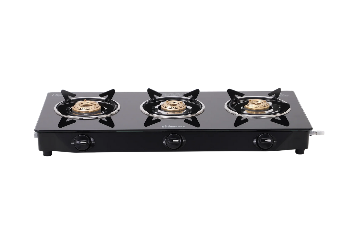 Sunflame Naples Glass Top Gas Stove (3 Burner, Manual Ignition)