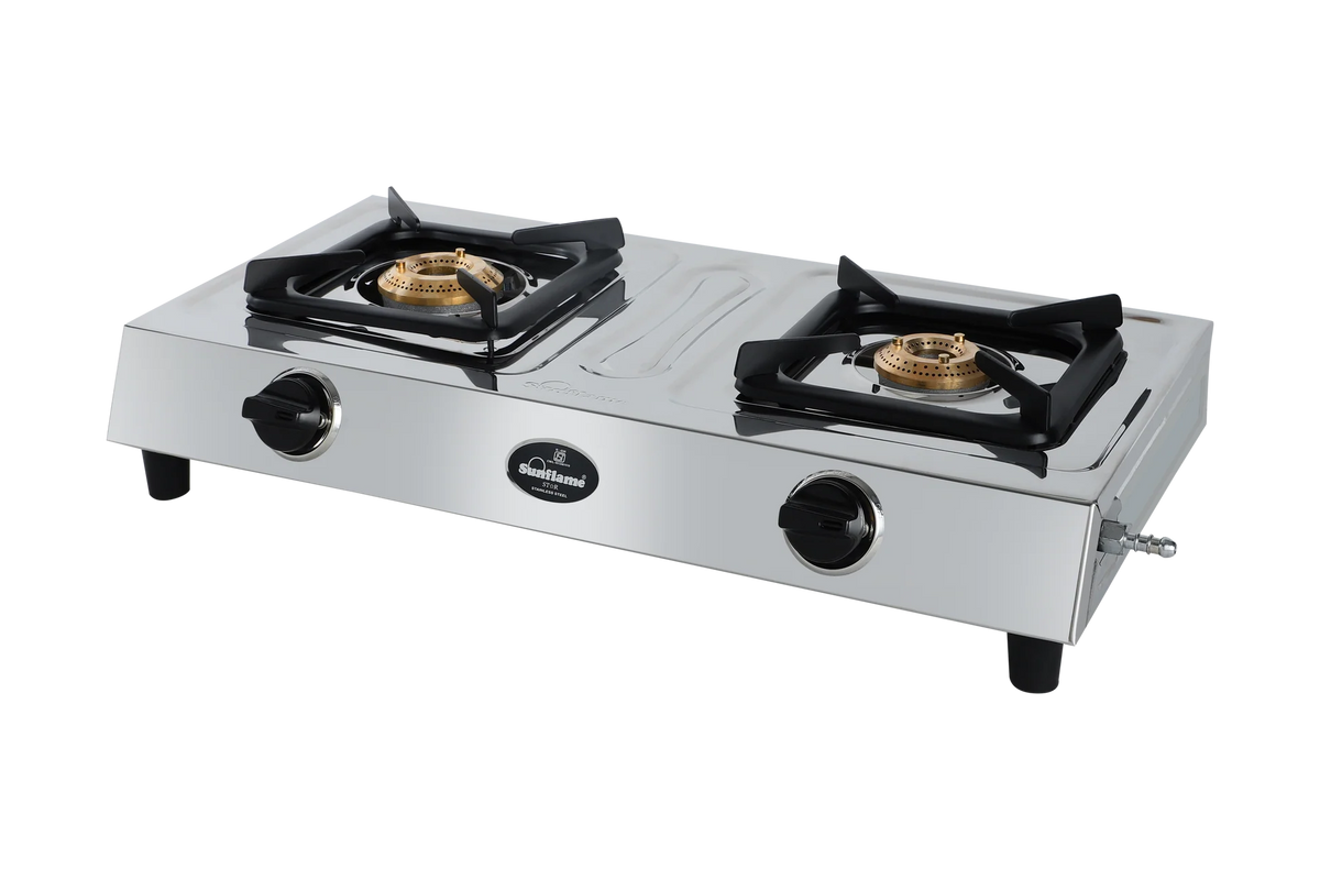 Sunflame Star Stainless Steel Gas Stove (2 Burner, Manual Ignition)
