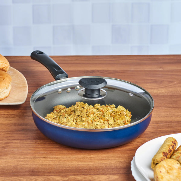 Vinod Zest Non-Stick Deep Fry Pan with Glass Lid (22 cm)
