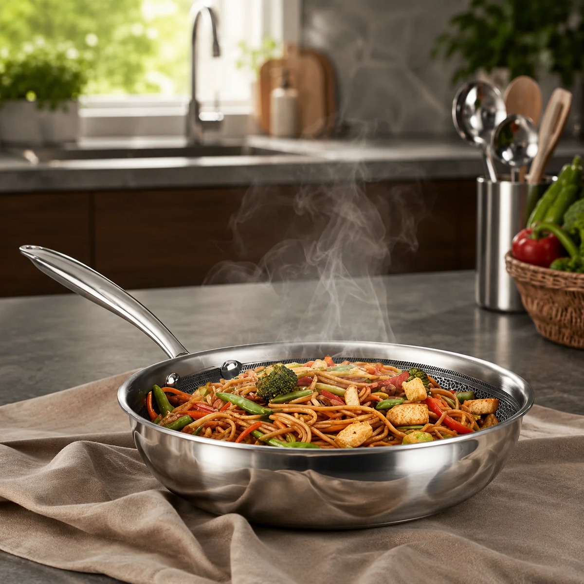 Vinod Platinum Triply Stainless Steel SAS Pro FryPan (22 cm)