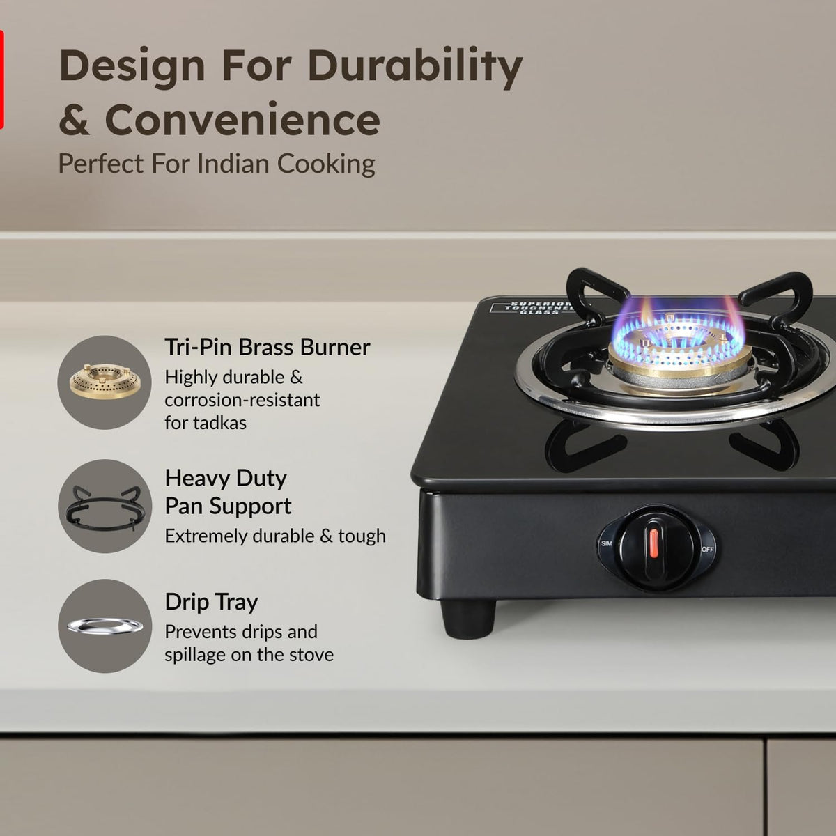 Prestige Magic Plus Glass Top Gas Stove (2 Burner, Manual Ignition)