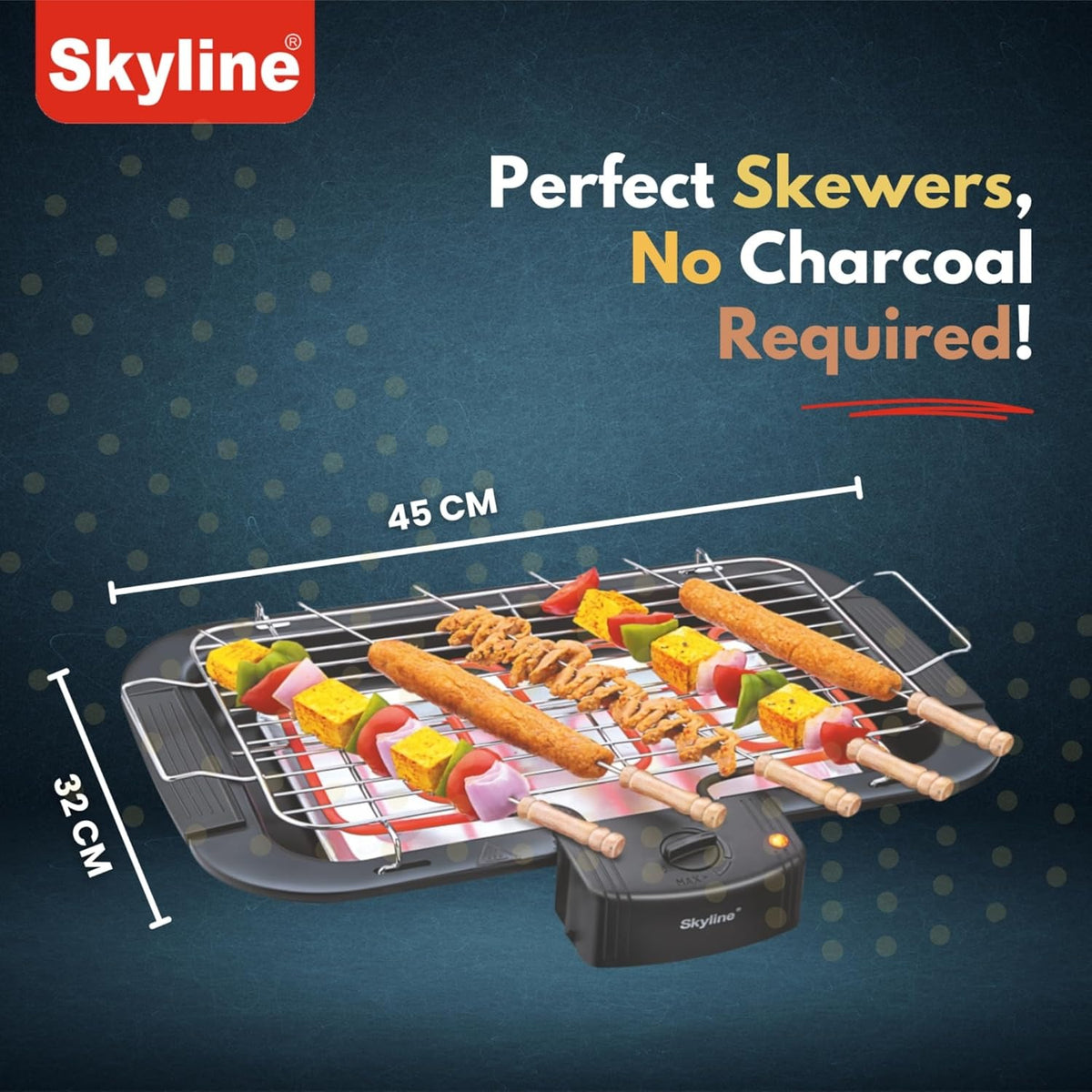 Skyline VTL-4545 Barbeque Grill (Black, 2000W)