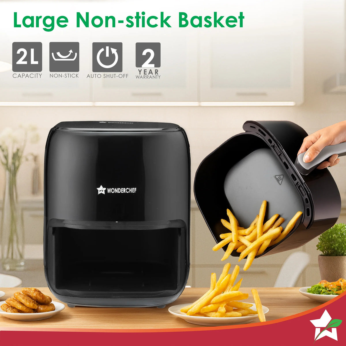 Wonderchef Neo Digital Air Fryer, Black (2L) (1000W)