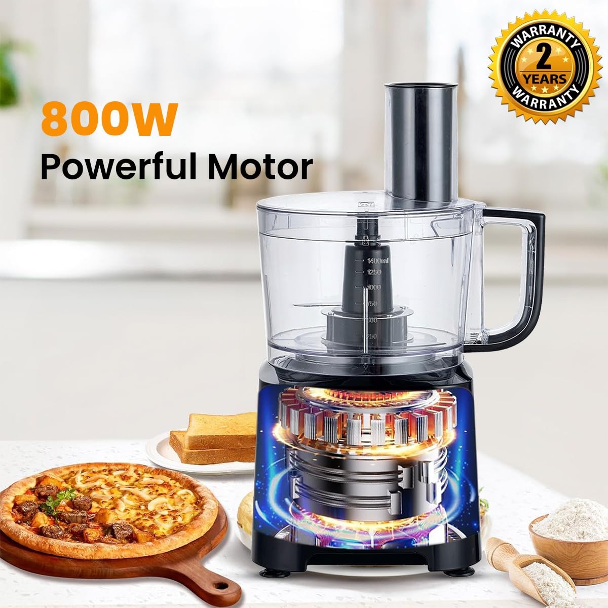 Inalsa Easy Prep Food Processor with Atta Kneader (Black, 1.4 Litre)