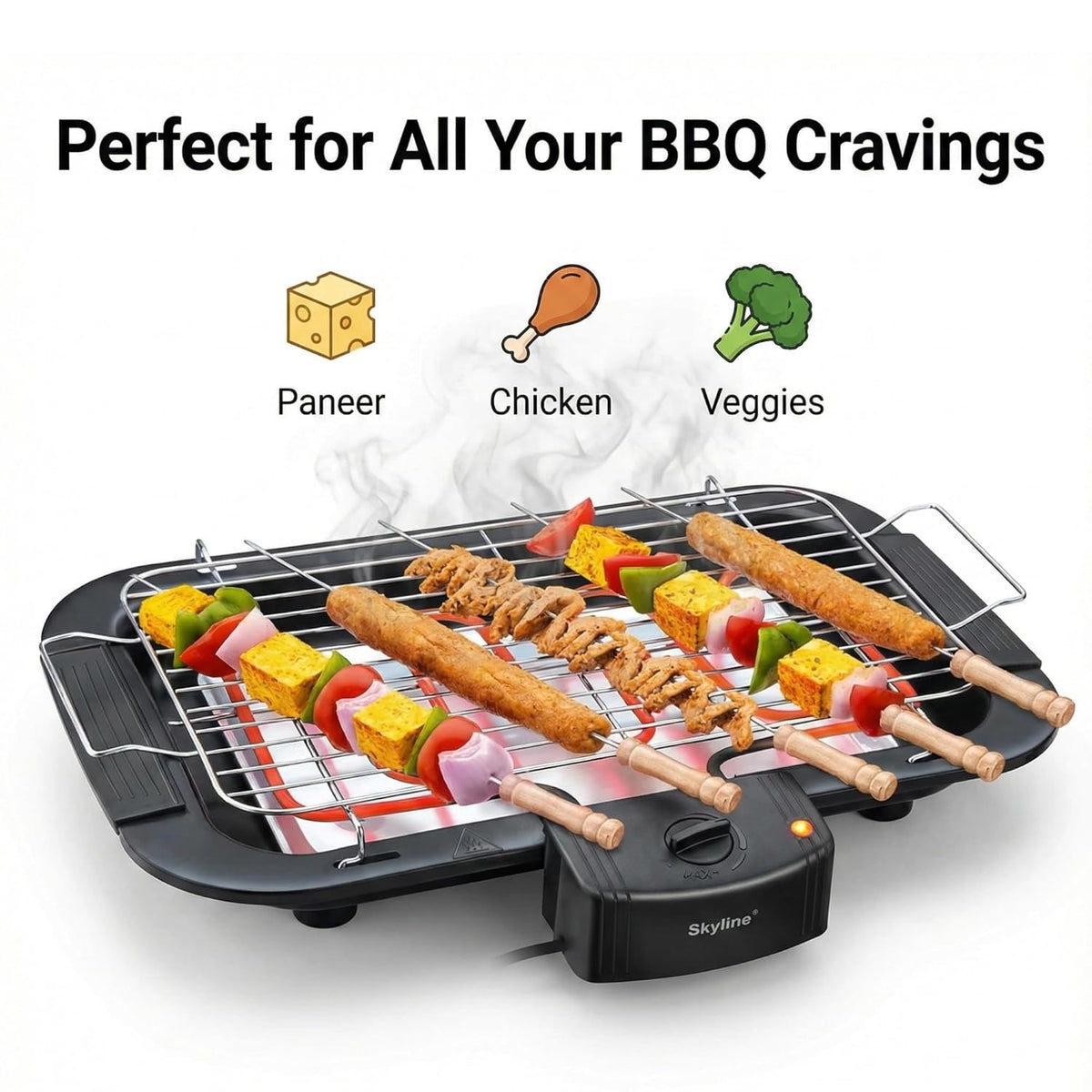 Skyline VTL-4545 Barbeque Grill (Black, 2000W)