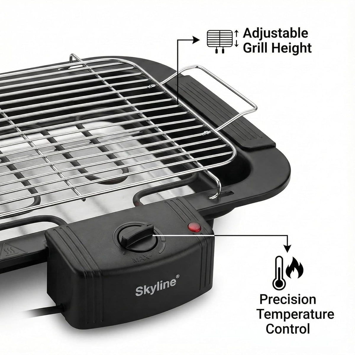 Skyline VTL-4545 Barbeque Grill (Black, 2000W)