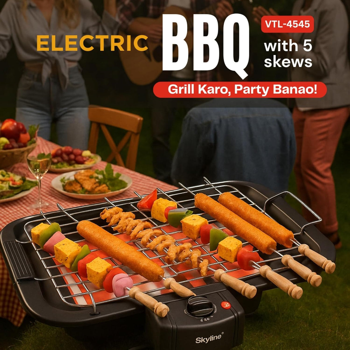 Skyline VTL-4545 Barbeque Grill (Black, 2000W)