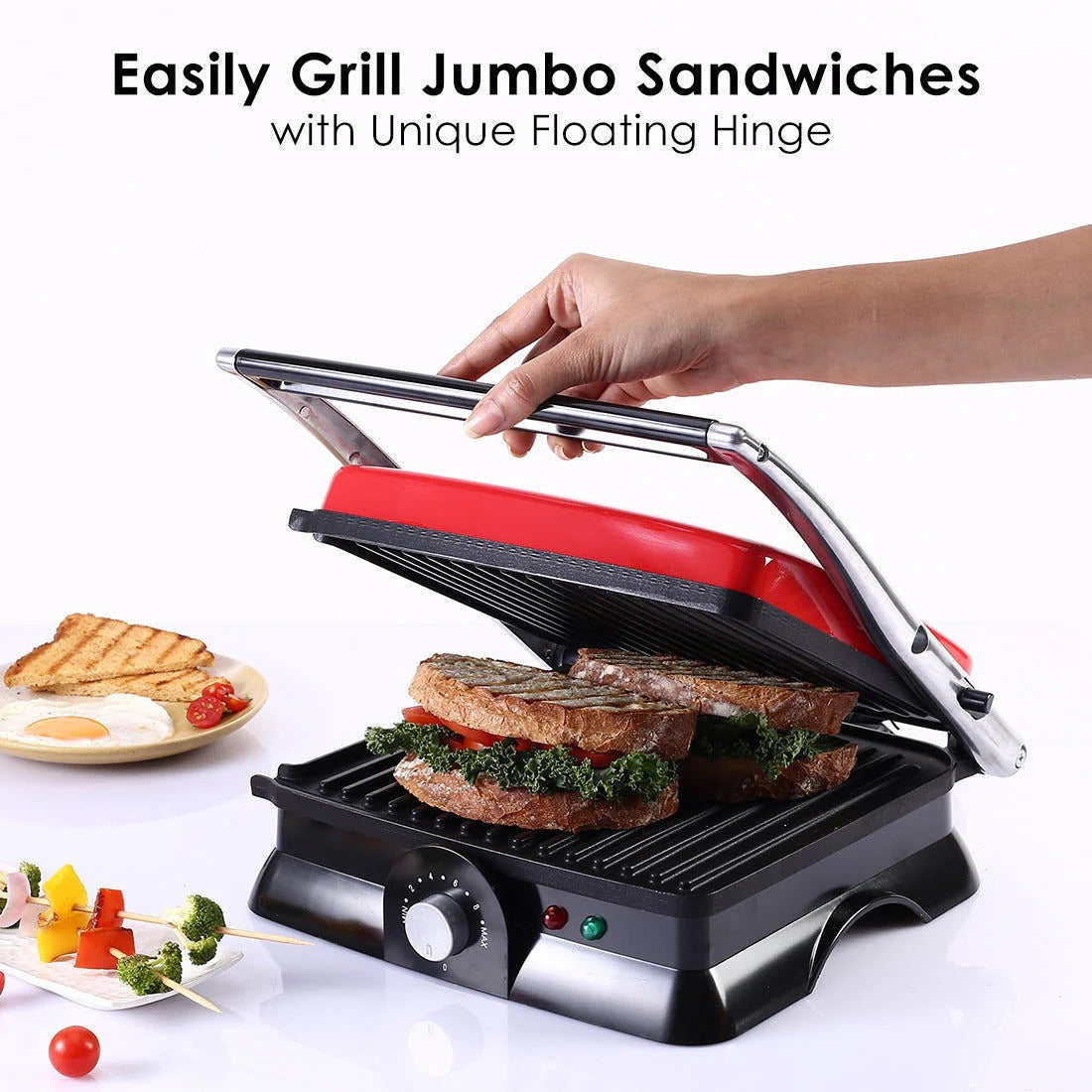 Wonderchef Crimson Edge Electric Contact Grill Sandwich Maker (Red, 1800W)