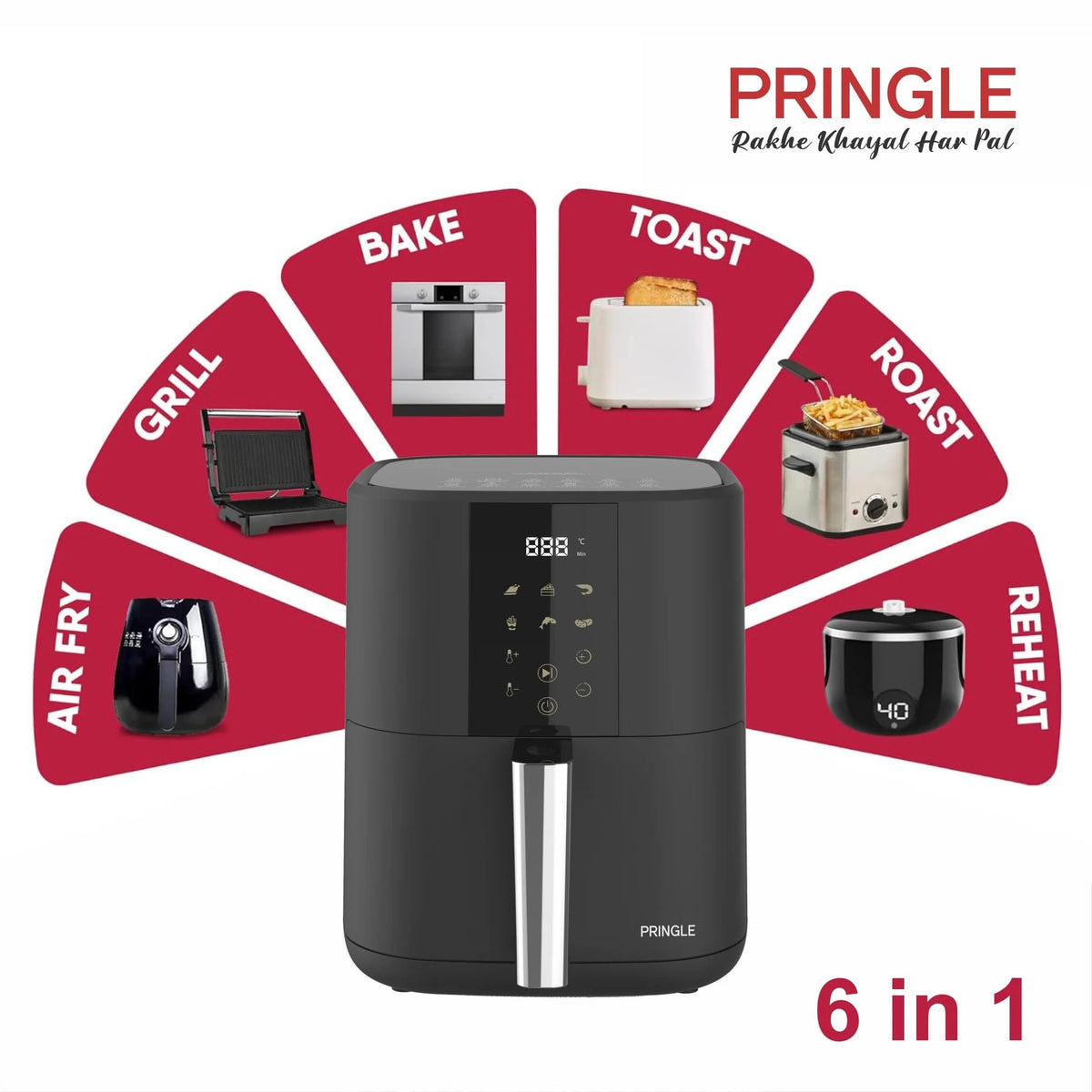 Pringle AF1406 Digital Air Fryer, Green/Black (4.2L) (1350W)