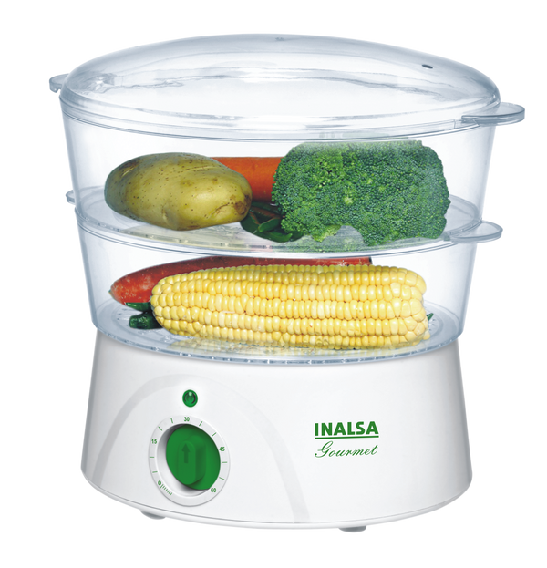 Inalsa Gourmet Food Steamer (White & Transparent, 5 Litre)