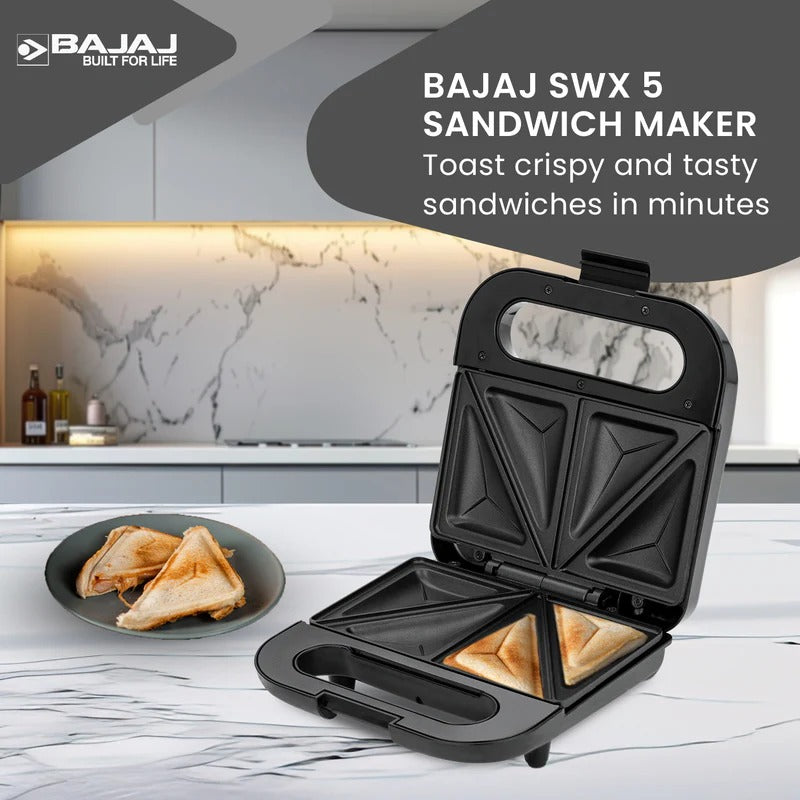Bajaj SWX 5 Sandwich Maker (White, 800W)