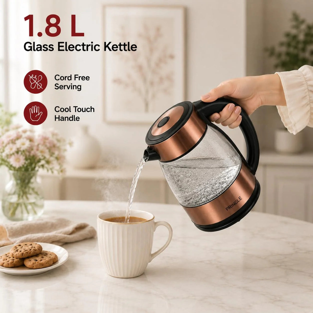 Pringle Vogue Electric Kettle (Copper Finish, 1.8 Litre)