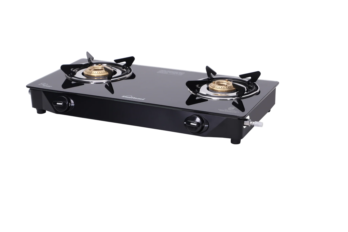 Sunflame Naples Glass Top Gas Stove (2 Burner. Manual Ignition)