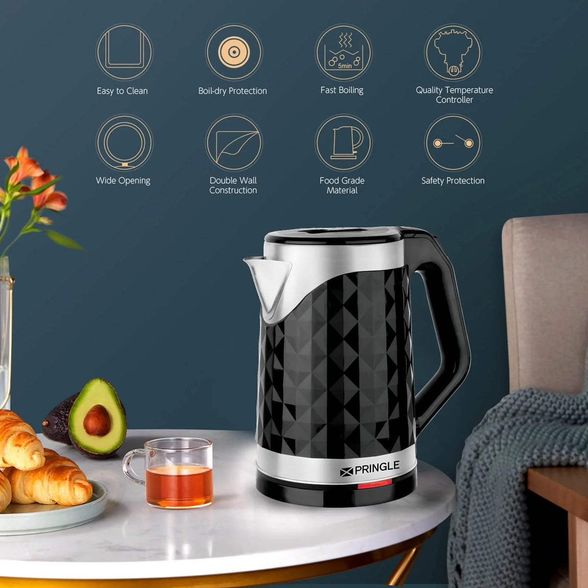 Pringle Smarty DLX Electric Kettle (Black, 2 Litre)