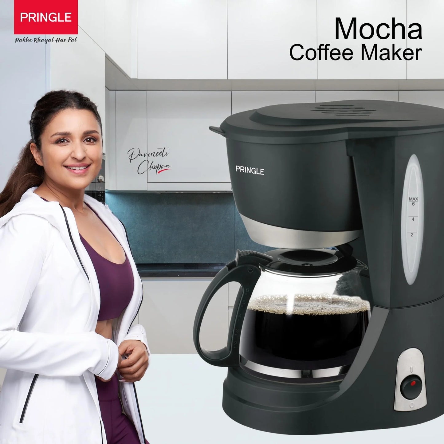 Pringle Mocha 4-Cup Drip Coffee Maker (Black, 600ml)