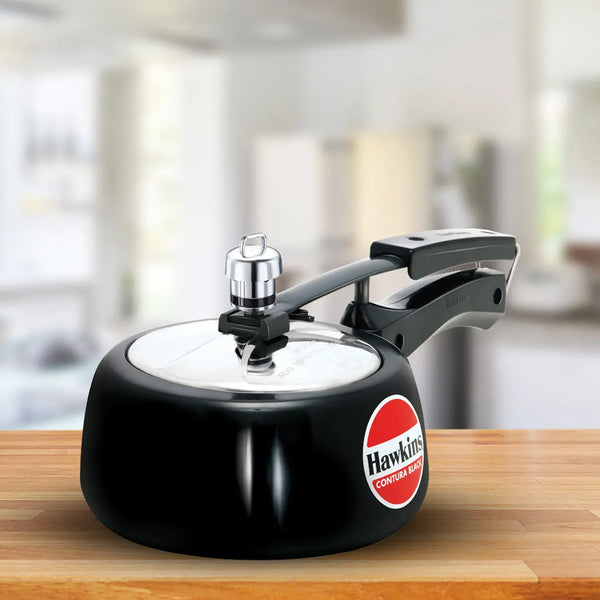 Hawkins Contura Black Pressure Cooker (1.5 Litre, Hard Anodised) (CB 15)