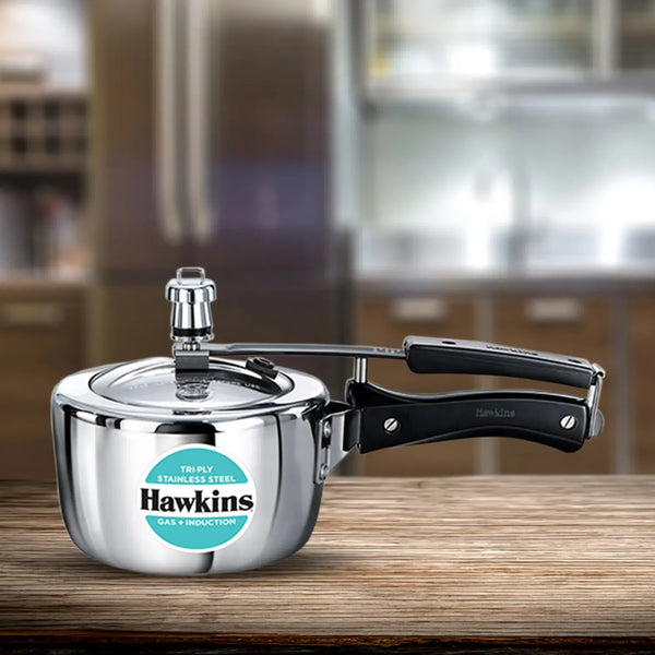 Hawkins Tri-Ply Stainless Steel Pressure Cooker (1.5 Litre, Induction Compatible) (HSST 15)