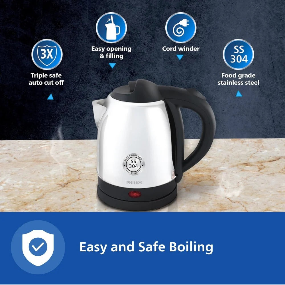 Philips Electric Kettle (Silver & Black, 1.5 Litre)