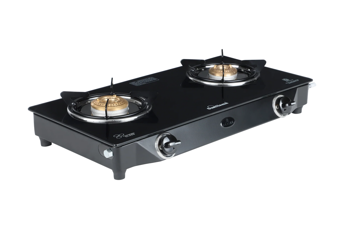Sunflame GT Desire Glass Top Gas Stove (2 Burner, Manual Ignition)